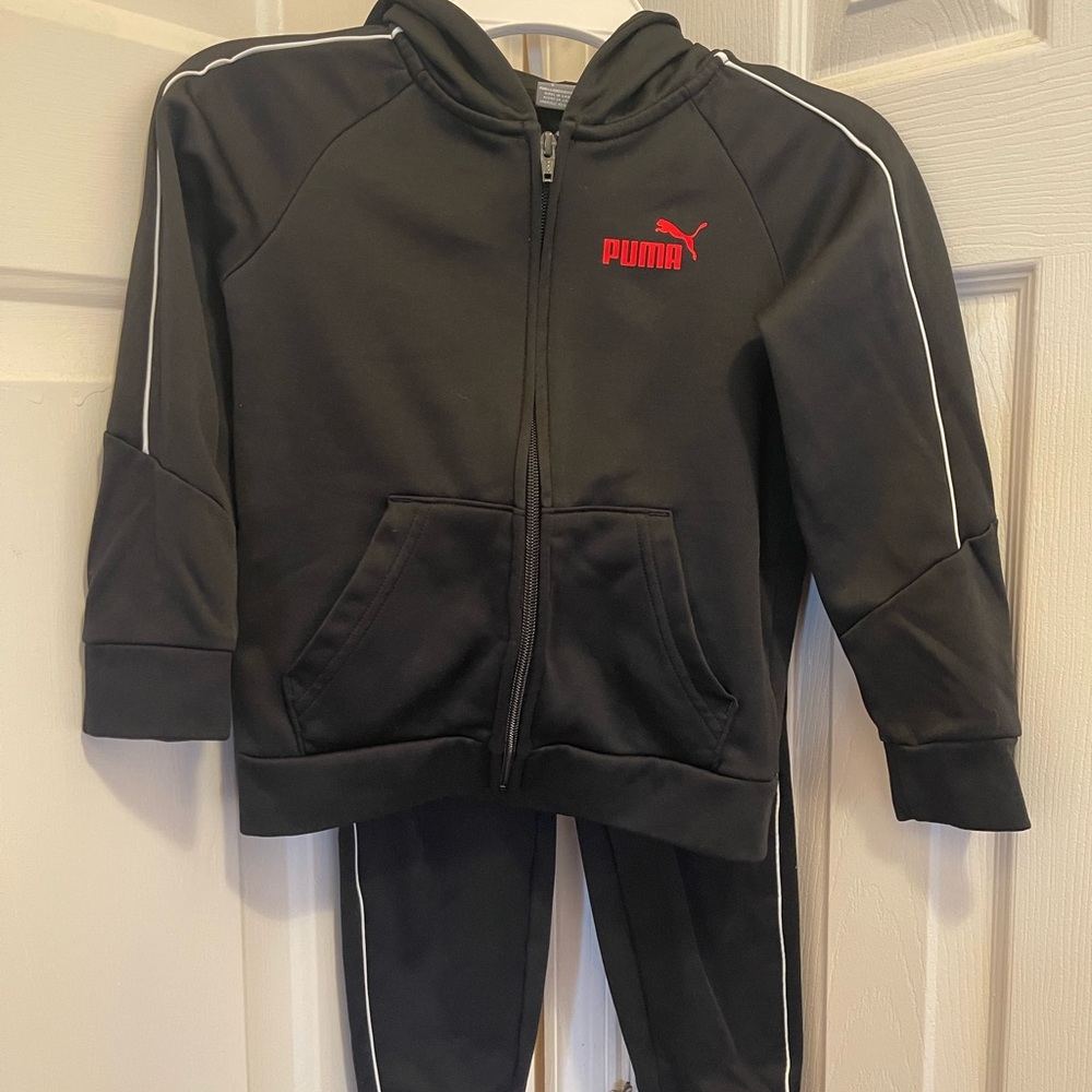 Puma Black Tracksuit with Red Logo